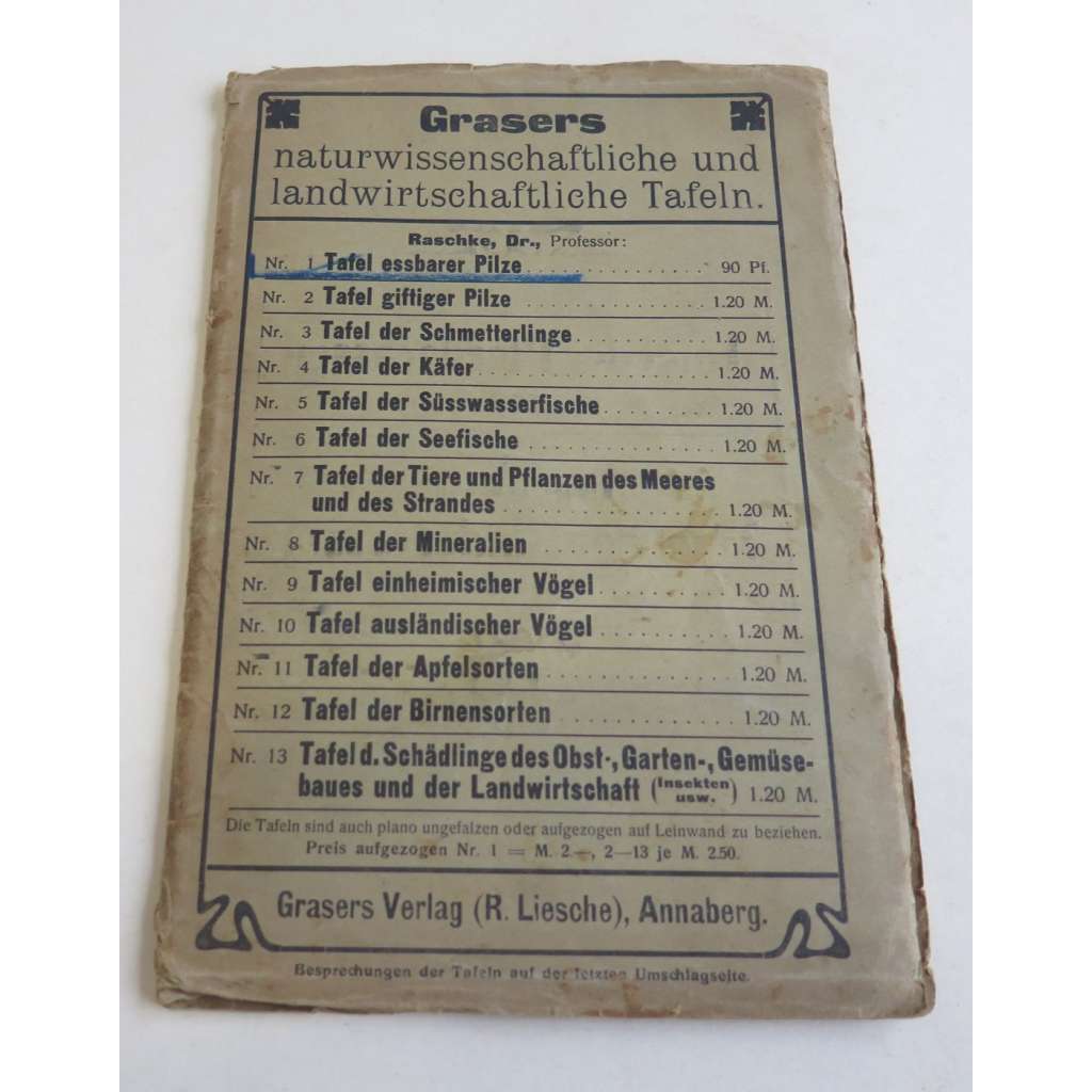 Prof. Dr. Raschke's Tafel essbarer Pilze [= Graser's naturwissenschaftliche und landwirtschaftliche Tafeln; Nr. 1] [plakát, houby, houbařství]