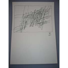 Karel Prášek (1950) - Abstrakce - Kresba tuší 1974, signovaná grafika