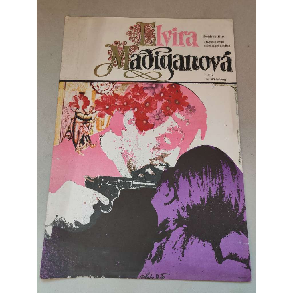 Elvíra Madiganová (filmový plakát, film Švédsko 1967, režie Bo Widerberg; Hrají: Pia Degermark, Thommy Berggren, Lennart Malmer)
