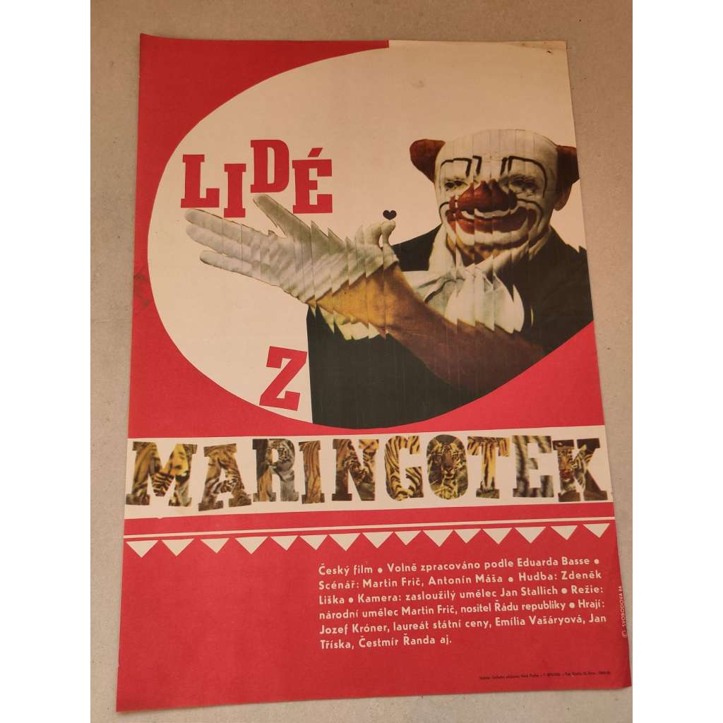 Lidé z maringotek (filmový plakát, film ČSSR 1966, režie Martin Frič; Hrají: Jozef Kroner, Jan Tříska, Emília Vášáryová)