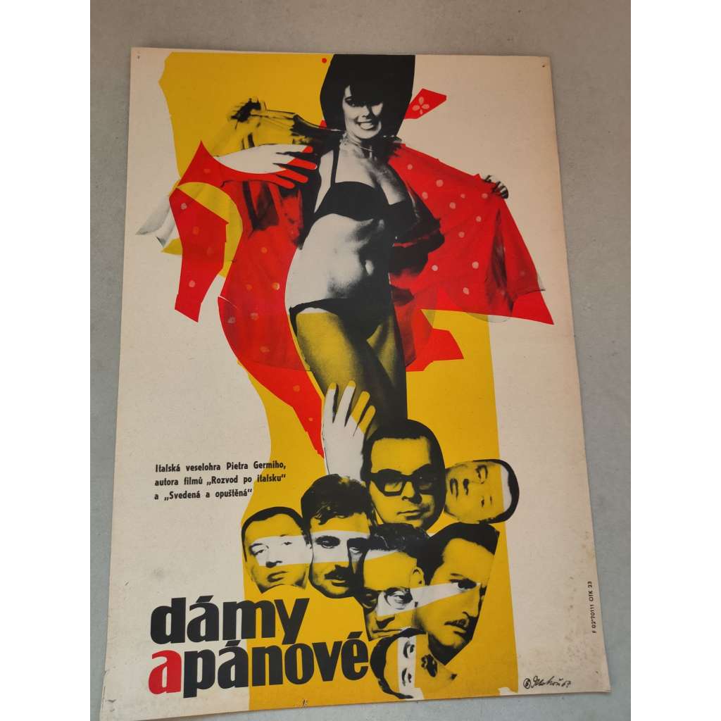 Dámy a pánové (filmový plakát, film Itálie 1966, režie Pietro Germi; Hrají: Virna Lisi, Gastone Moschin, Nora Ricci)